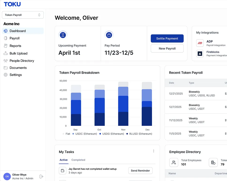 Toku admin dashboard